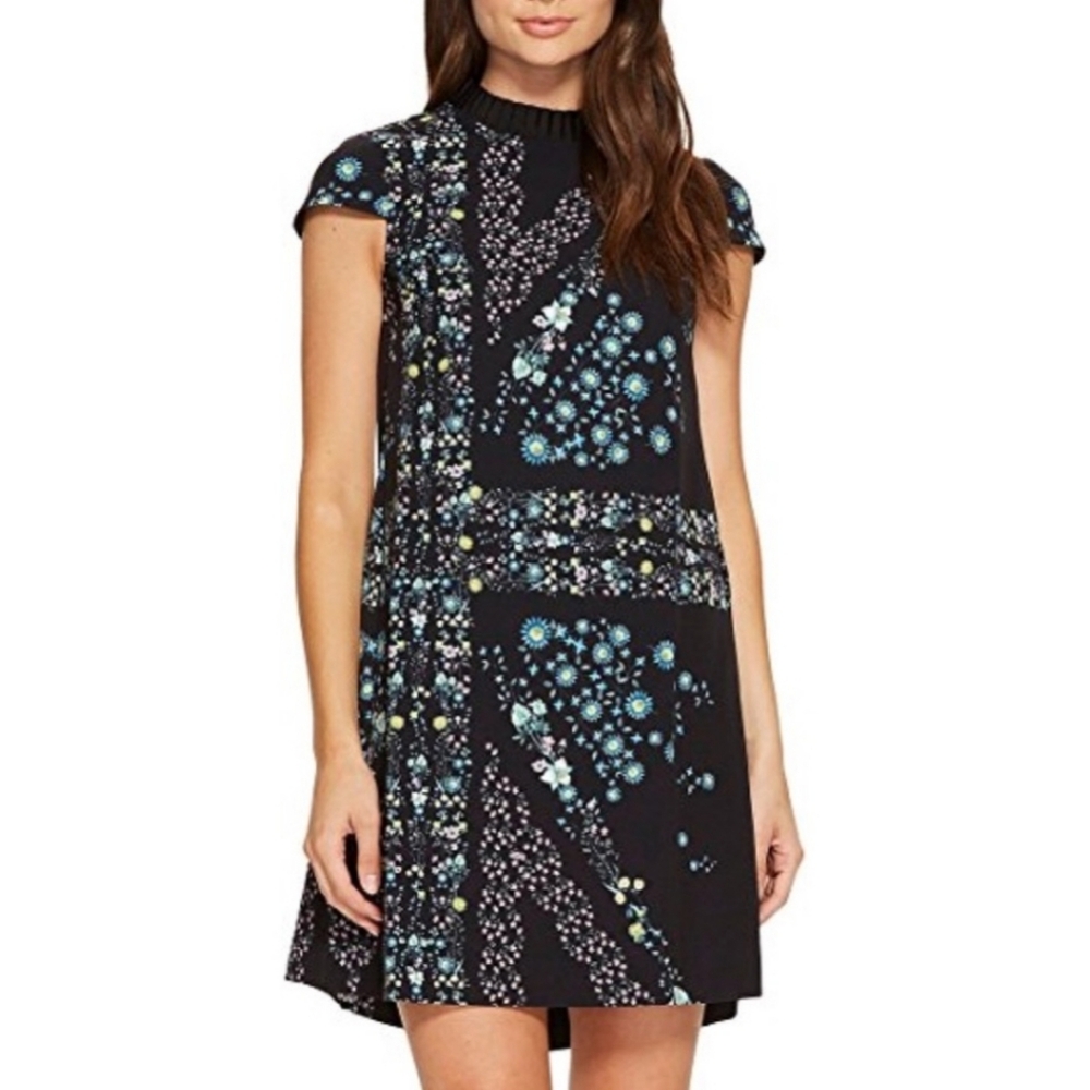 Ted Baker Union Jack Floral Shift Dress Sz1 (2-4)